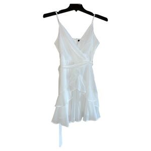 Trixxi White Strappy Ruffle Wrap Mini‎ Dress Lined Size Large Fairy